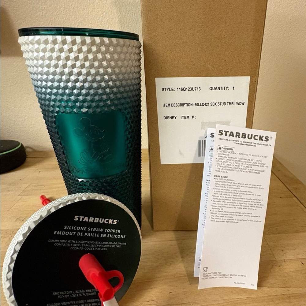 Starbucks Green Studded Micky Mouse Tumbler with Straw